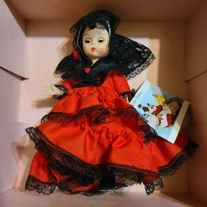 Vtg Madame Alexander Little Women Spain #595 Doll Red Flamenco Dress Black Lace
